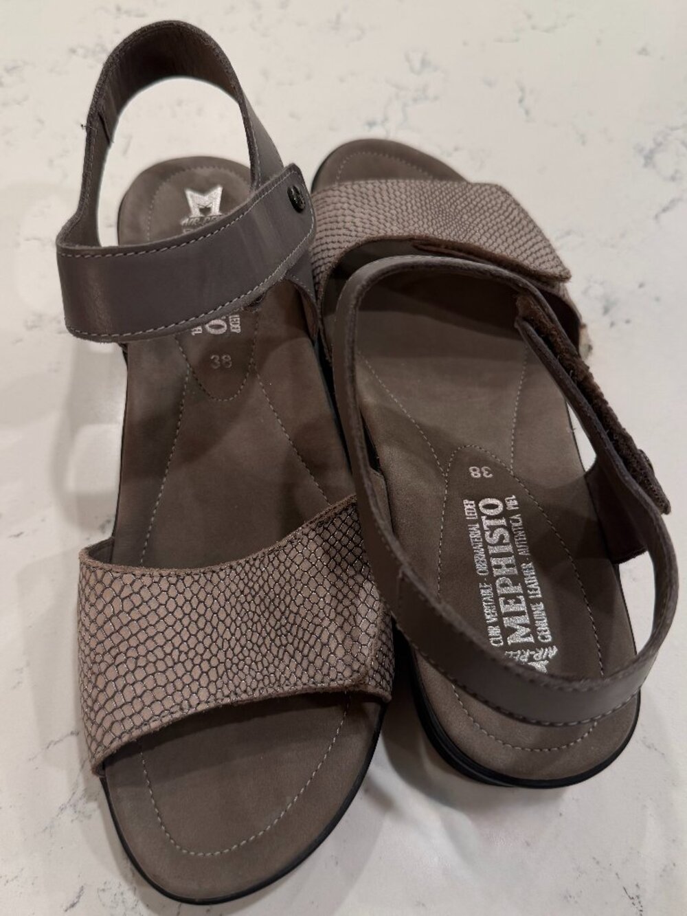 Mephisto Pattie Women's Leather Sandals, Taupe Size EU 38 US 7.5–8